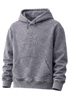 Vintage Grey 3D Puff Faith Hoodie - Mineral Wash