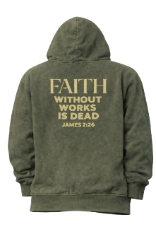 Vintage Olive 3D Faith Hoodie - Mineral Wash