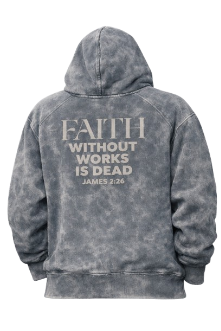 Vintage Grey 3D Puff Faith Hoodie - Mineral Wash